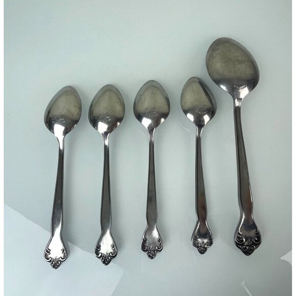 Set of 4 + 1 Serving Versailles Stainless Steel MSI Made in Japan Spoons 6.5" - Picture 7 of 11